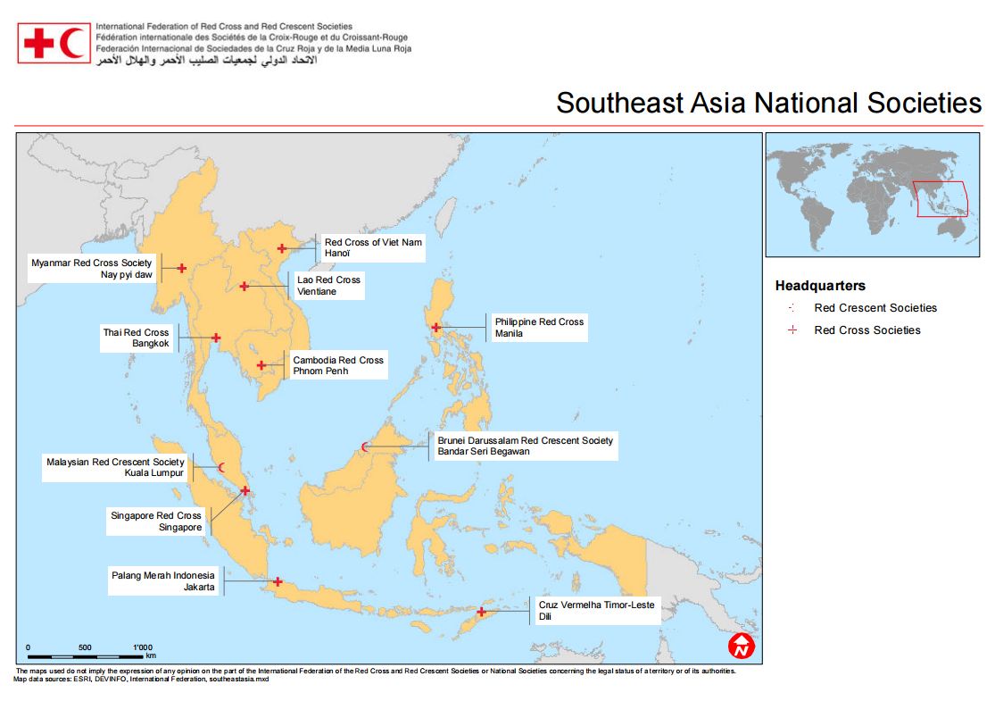 A map of the National Societies in Southeast Asia – Maps | Resilience