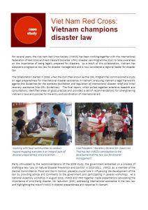 Viet Nam Red Cross: Vietnam champions disaster law - Disaster Law