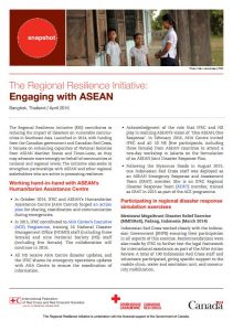 The Regional Resilience Initiative: Engaging with ASEAN - Asia Pacific Regional Conference on Gender and Disaster Risk Reduction