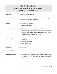 Thai Red Cross and Vulnerability Capacity Assessment: - 7) Vulnerability and Capacity Concept Sheet