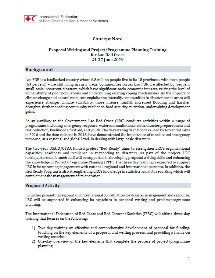 Concept Note Proposal Writing & PPP Training  2427 June 2019